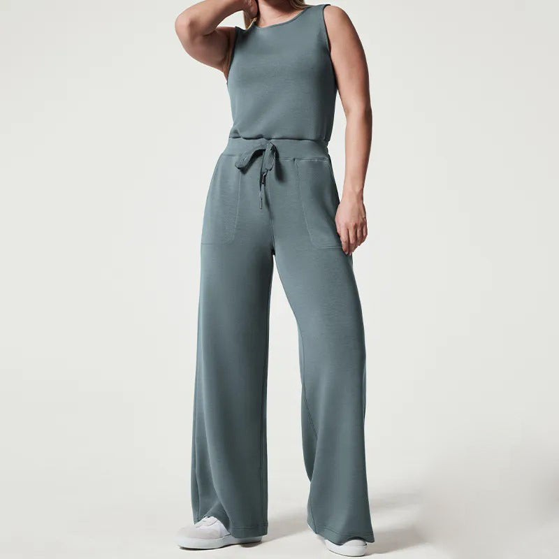 Aubrey - Veelzijdige elegantie Mouwloze effen jumpsuit - Blauw-Grijs-2XL -  Neomoda