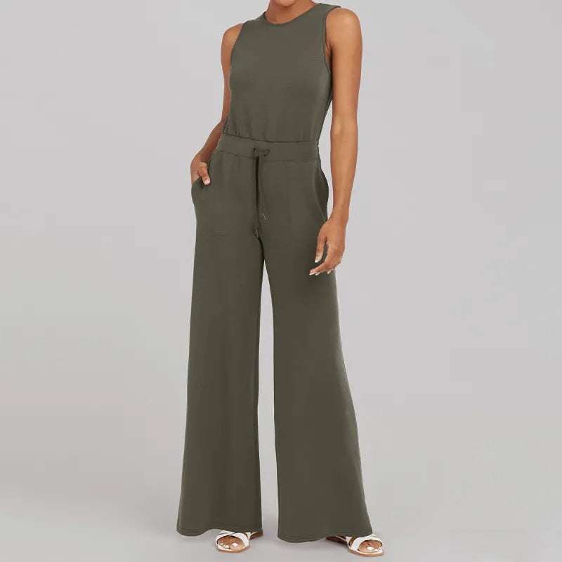 Aubrey - Veelzijdige elegantie Mouwloze effen jumpsuit - Zwart-Palm-2XL -  Neomoda