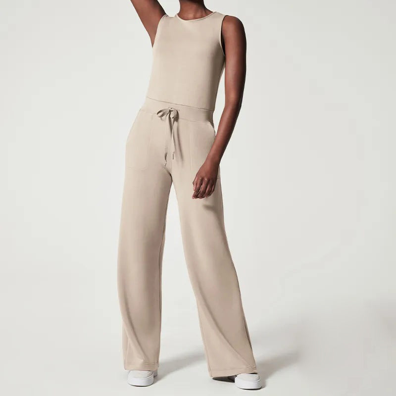 Aubrey - Veelzijdige elegantie Mouwloze effen jumpsuit - Beige-2XL -  Neomoda