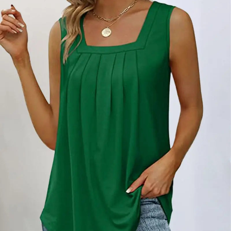 Isabella™ | Mode vierkante hals Tank top - Groen-4XL -  Neomoda