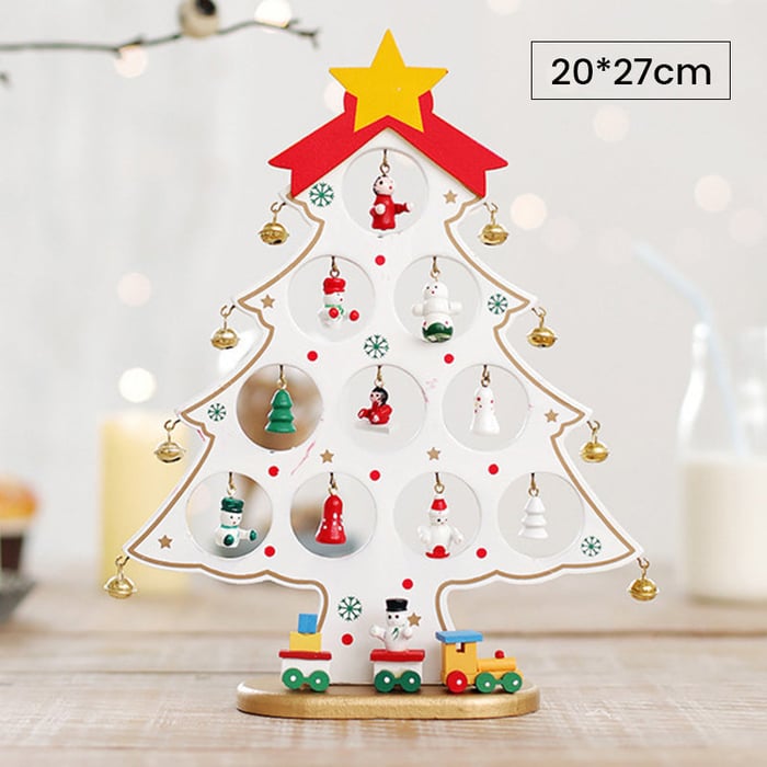 Crafty Pine™ | DIY Houten Mini Kerstboom Set met Feestelijke Ornamenten - Wit-M -  Neomoda