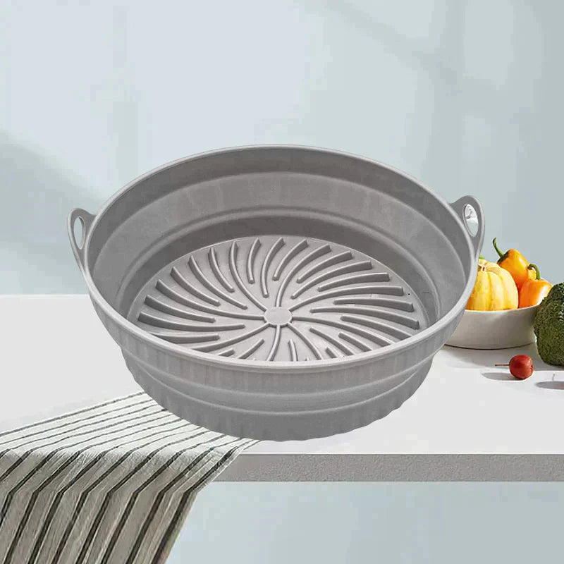 Slickware™ | Inklapbare siliconen grillpan - Grijs-Rond -  Neomoda