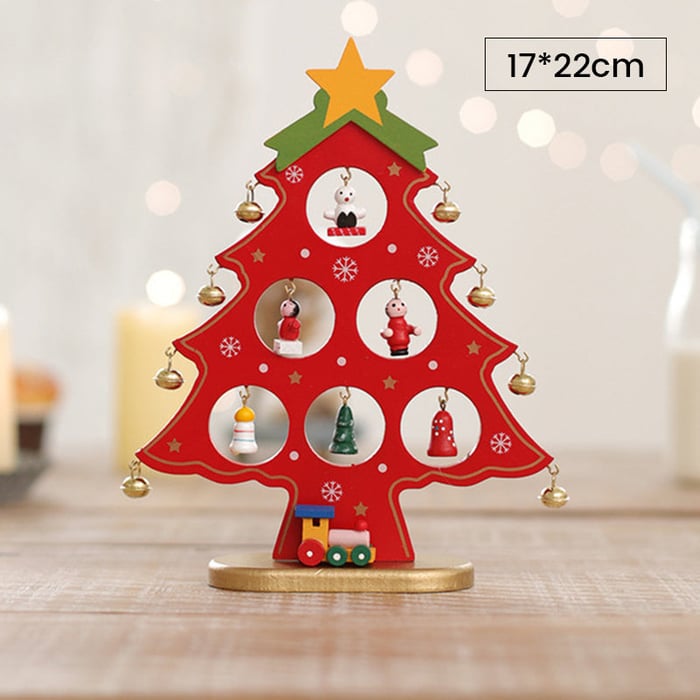 Crafty Pine™ | DIY Houten Mini Kerstboom Set met Feestelijke Ornamenten - Rood-S -  Neomoda