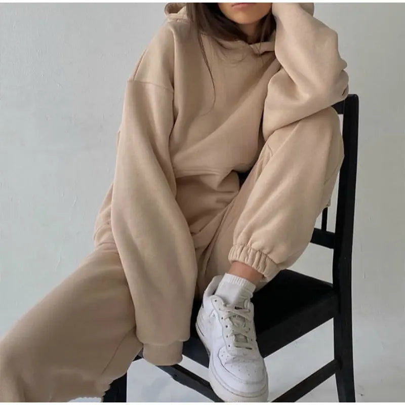 Oversized High Waist Joggingpak - Khaki-3XL -  Neomoda