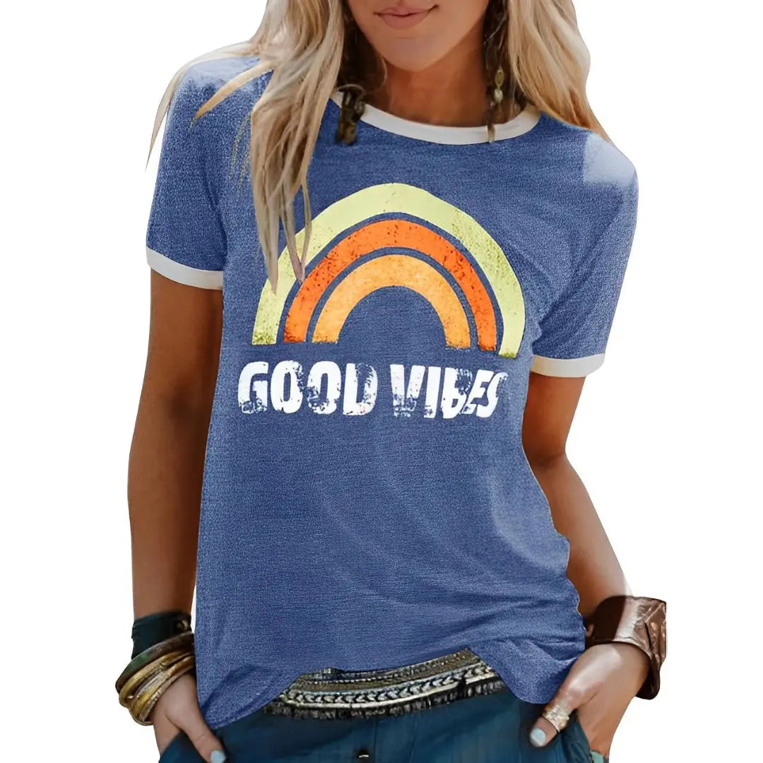 Grace - Verspreid positiviteit met ons Good Vibes Shirt - Blauw-5XL -  Neomoda