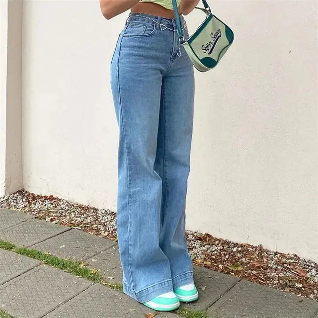 Veala | Trendy Wijde Denim Broek met Oversized Pasvorm voor Dames - Blauw-XL -  Neomoda