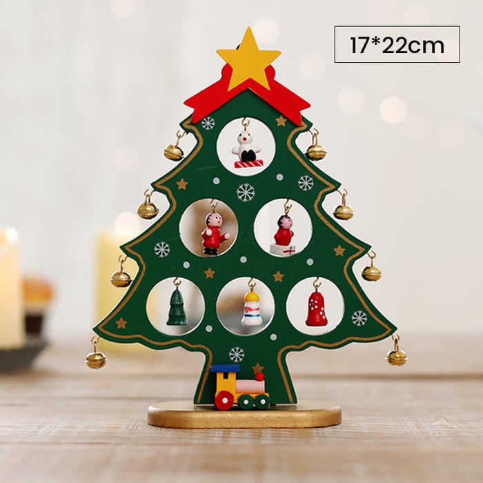 Crafty Pine™ | DIY Houten Mini Kerstboom Set met Feestelijke Ornamenten - Groen-S -  Neomoda