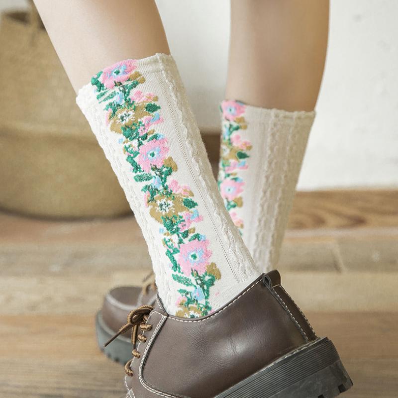 Retro High Socks™ | Unieke Geborduurde Bloemensokken -  -  Neomoda