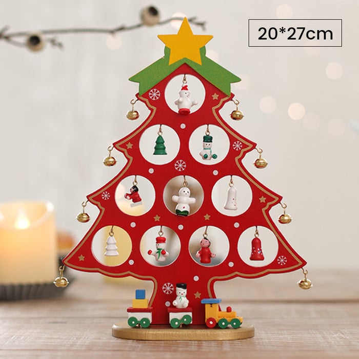 Crafty Pine™ | DIY Houten Mini Kerstboom Set met Feestelijke Ornamenten - Rood-M -  Neomoda