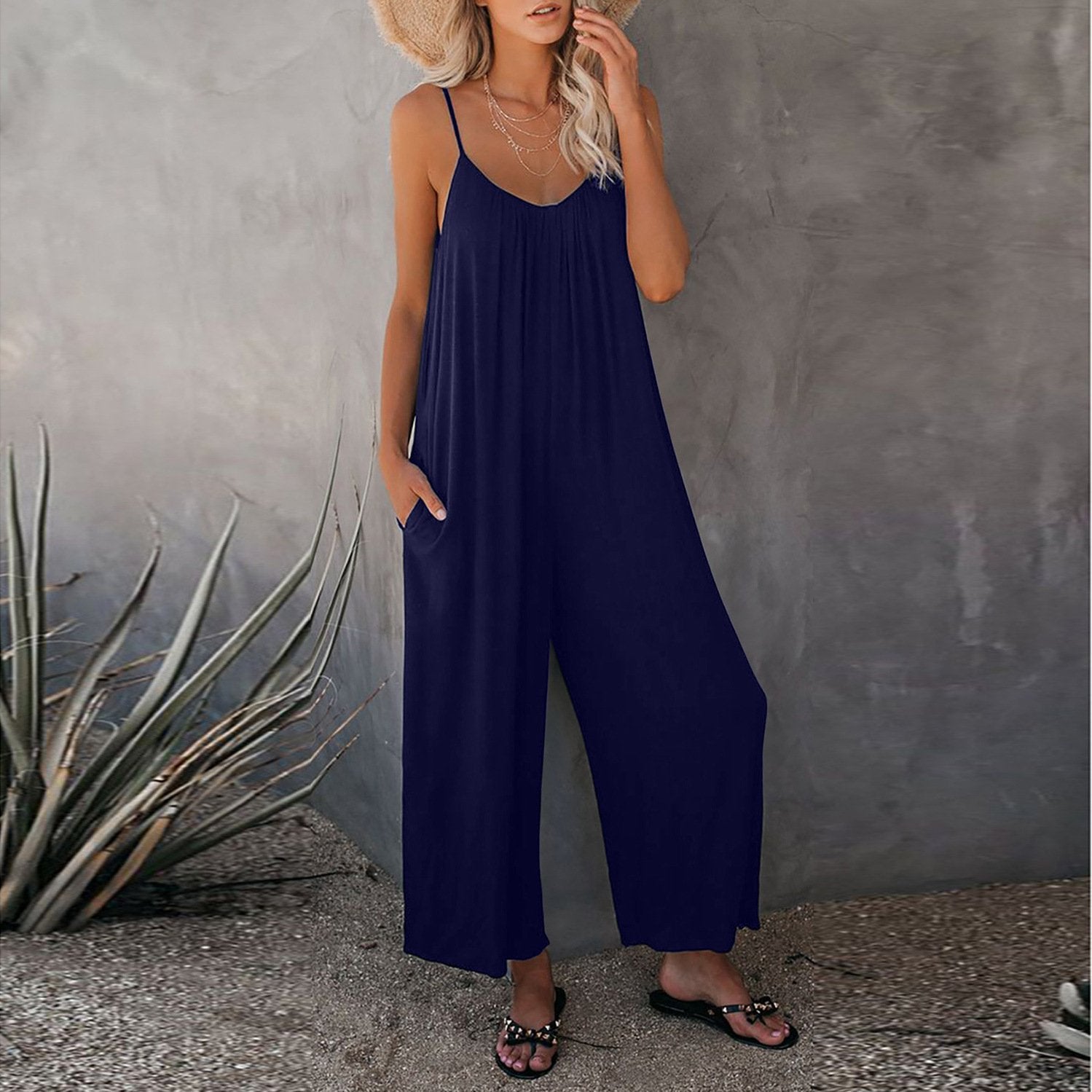 Leila™️ | De ultieme vloeiende jumpsuit voor de moderne vrouw! - Blue-3XL -  Neomoda