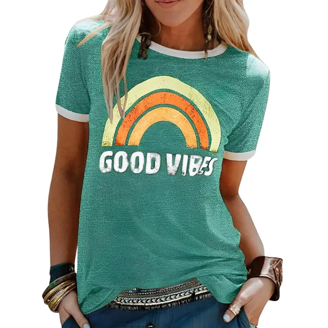 Grace - Verspreid positiviteit met ons Good Vibes Shirt - Groen-5XL -  Neomoda