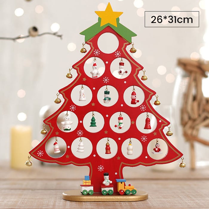 Crafty Pine™ | DIY Houten Mini Kerstboom Set met Feestelijke Ornamenten - Rood-L -  Neomoda