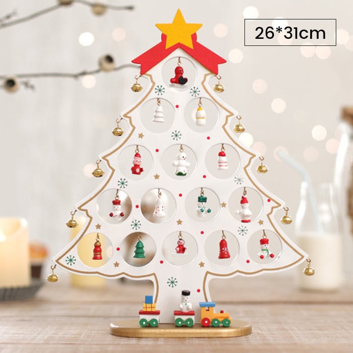 Crafty Pine™ | DIY Houten Mini Kerstboom Set met Feestelijke Ornamenten - Wit-L -  Neomoda