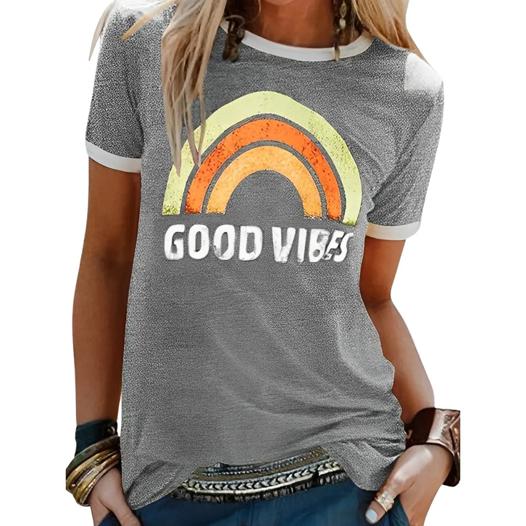 Grace - Verspreid positiviteit met ons Good Vibes Shirt - Grijs-5XL -  Neomoda