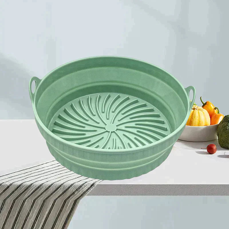 Slickware™ | Inklapbare siliconen grillpan - Groen-Rond -  Neomoda