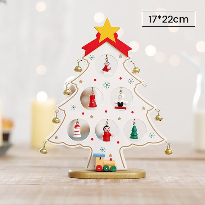 Crafty Pine™ | DIY Houten Mini Kerstboom Set met Feestelijke Ornamenten - Wit-S -  Neomoda