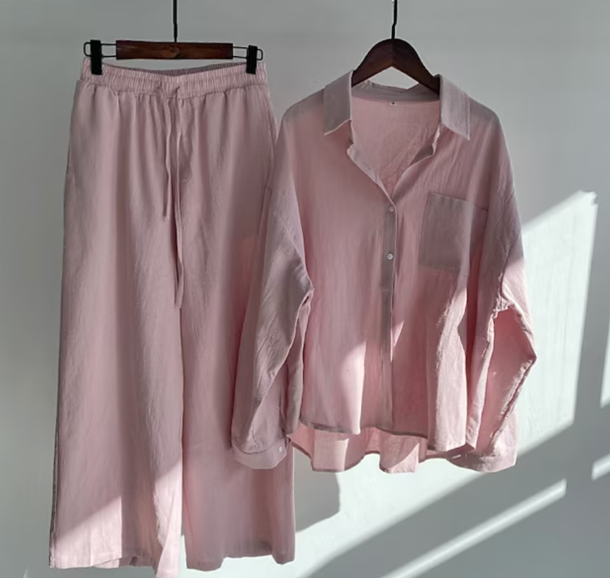 Solana™ - Linnen zomerset - Roze-3XL -  Neomoda