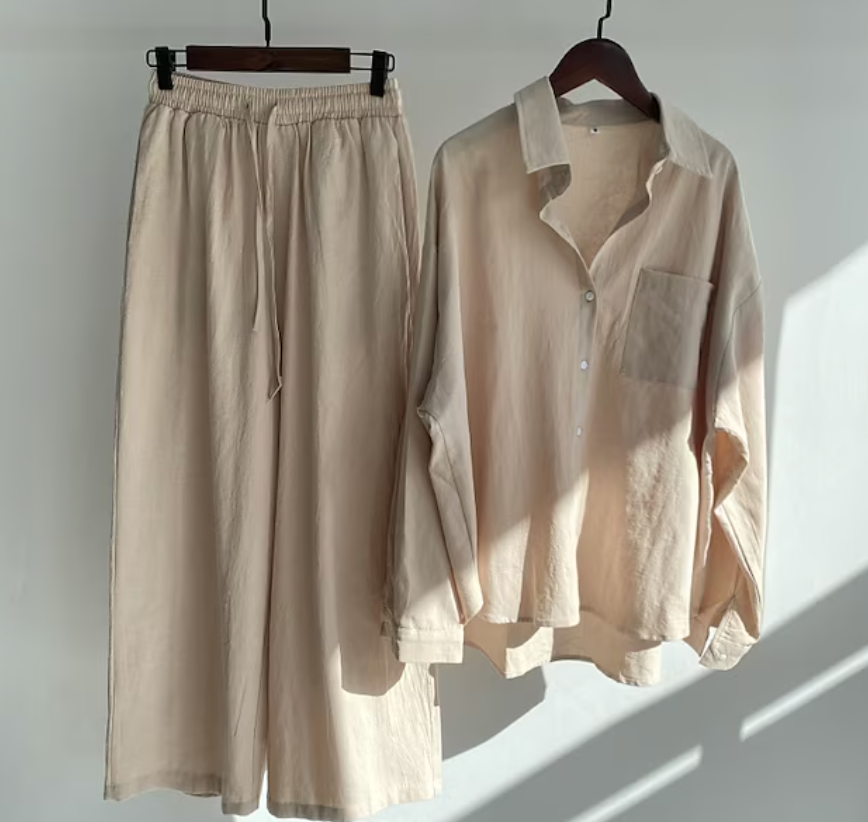 Solana™ - Linnen zomerset - Beige-3XL -  Neomoda