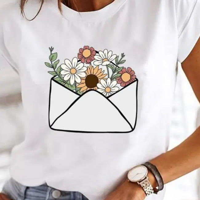 Courtney™ - Superstijlvol t-shirt met extravagante zomerdesigns - Bloemen-brief-5XL-Niet-op-voorraad -  Neomoda