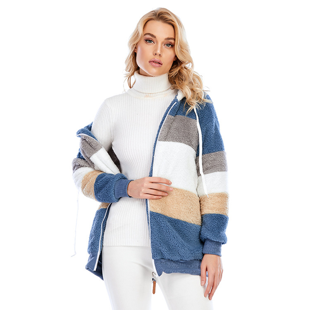 Angelica - Zacht en warm jack - Blauw-3XL -  Neomoda