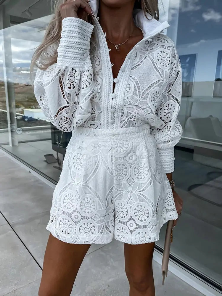 Freya Norville | Boho Chic Ibiza-geïnspireerd zomersetje - Wit-XL -  Neomoda