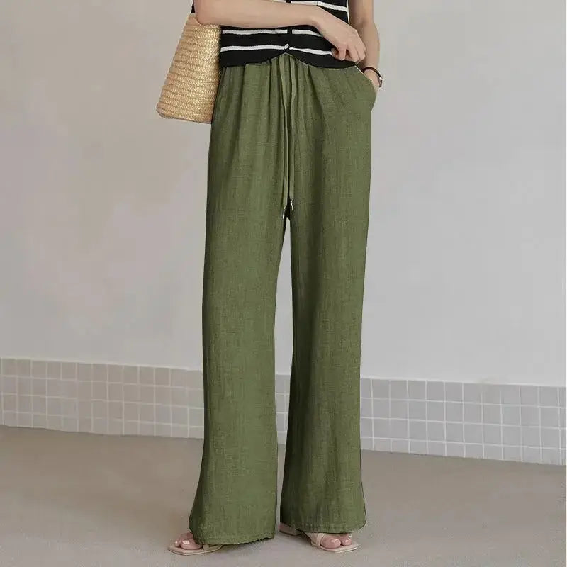 Veala | Trendy Wijde Pantalon met Ontspannen Pasvorm voor Dames - Donker-Groen-5XL -  Neomoda