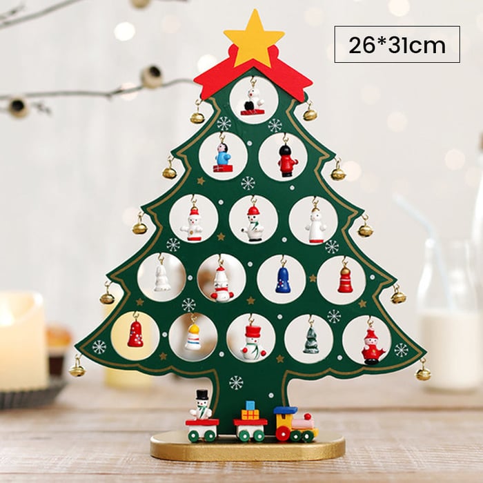 Crafty Pine™ | DIY Houten Mini Kerstboom Set met Feestelijke Ornamenten - Groen-L -  Neomoda