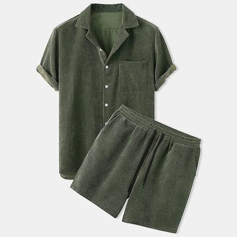 Marco - Heren Corduroy Short Set - Groen-3XL -  Neomoda