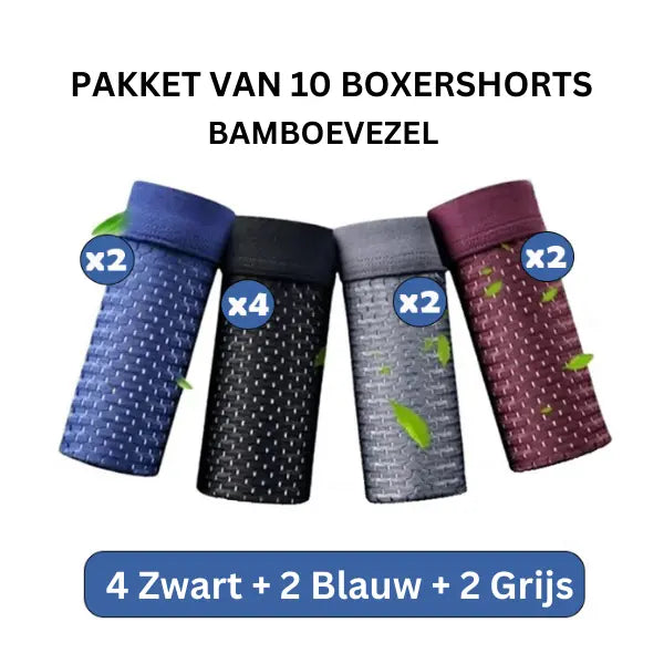 (5+5 GRATIS) Adam™️ | Ultiem Comfort met Bamboe Boxers - 4-Zwart-2-Blauw-2-Grijs-2-Rood-3XL -  Neomoda